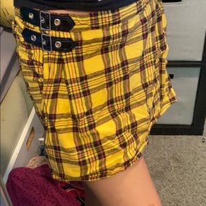 Yellow black and red plaid skort